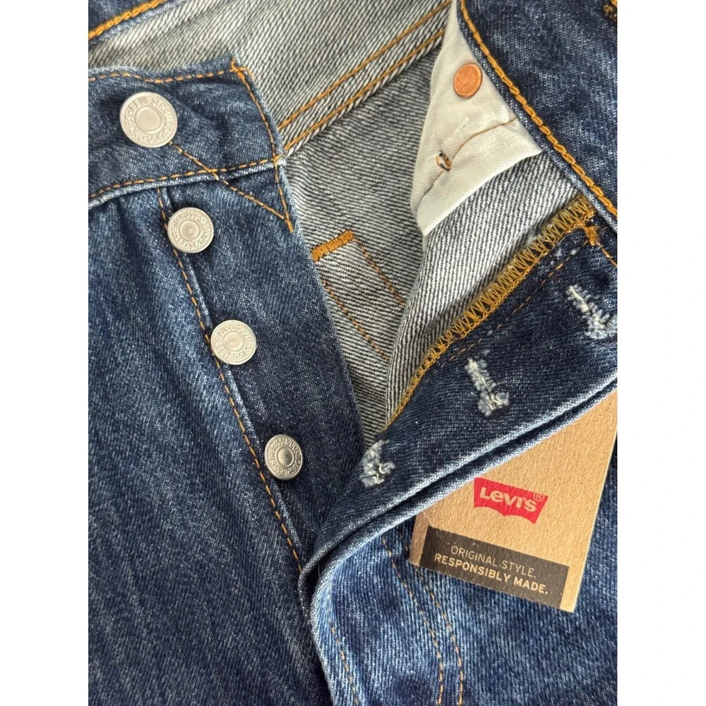 NWT Levis 501 Original‎ Fit Mens Button Fly Jeans Dark Wash 34x32